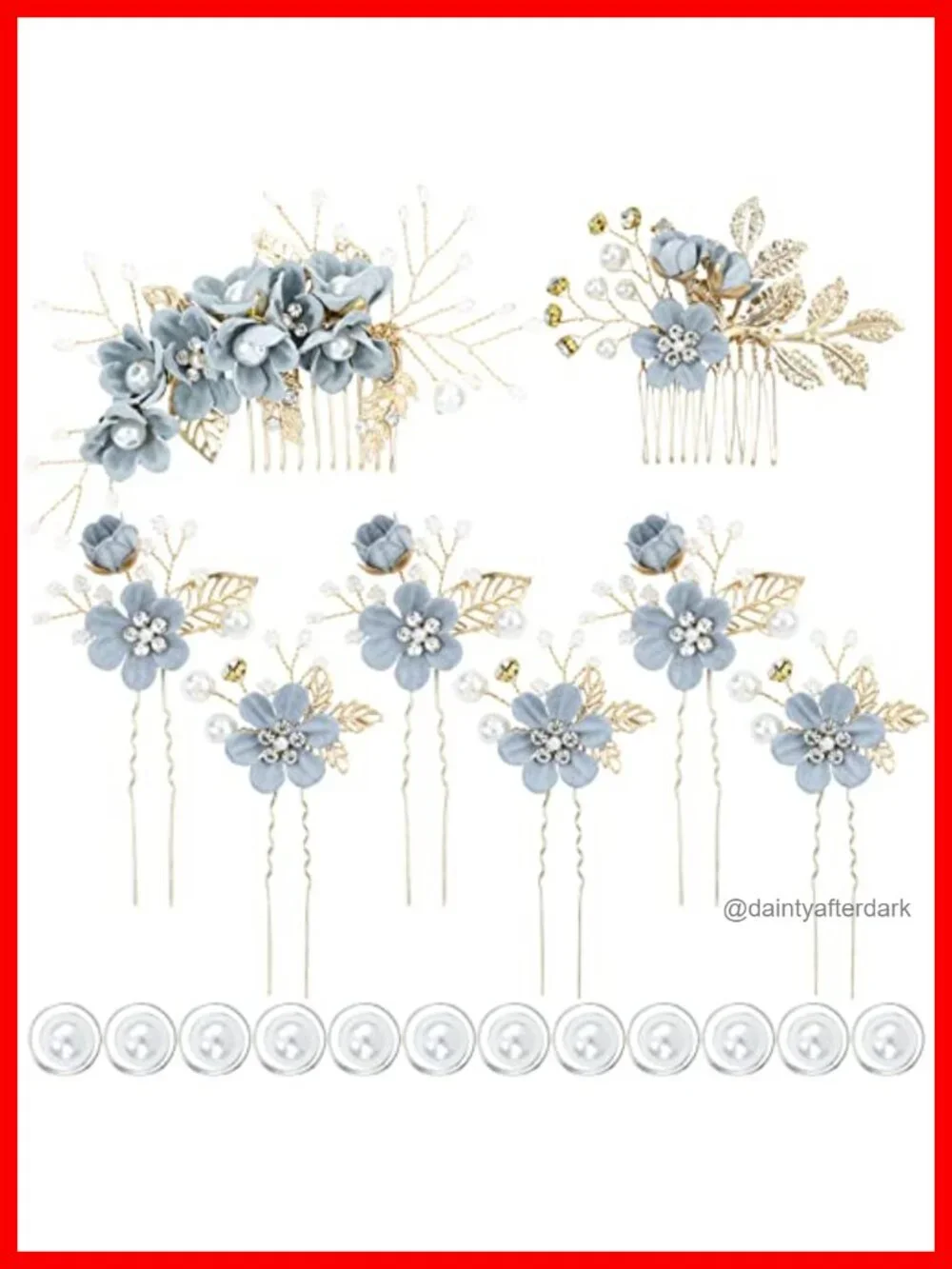 20-Piece Blue Floral Bridal Hair Combs & Pins Set